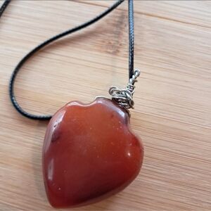 Heart-Shaped Carnelian Pendant Necklace